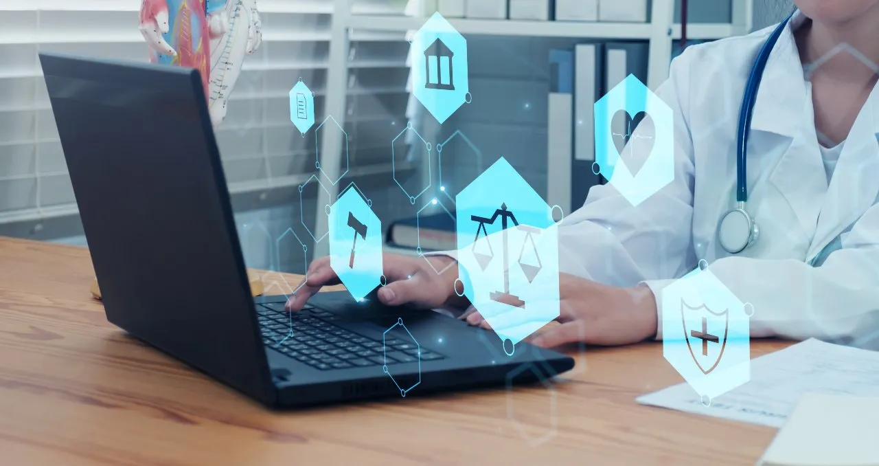 nurse using digital tools while working